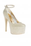 Gold Silvery Evening Shoes MJ50009
