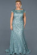 Long Turquoise Laced Oversized Mermaid Evening Dress ABU959