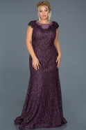 Long Lavender Laced Oversized Mermaid Evening Dress ABU959