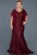 Long Burgundy Laced Oversized Evening Dress ABU1144