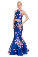 Two Pieces Sax Blue Evening Dress NA6131