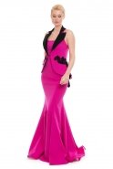 Long Black-Fuchsia Prom Dress O4289