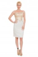 Short White-Gold Prom Dress O8059