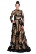 Black-Gold Hijab Dress F8076