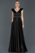 Long Black Satin Engagement Dress ABU956