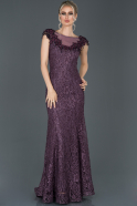 Long Lavender Laced Evening Dress ABU1062