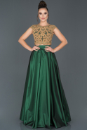 Long Emerald Green Satin Evening Dress ABU1424