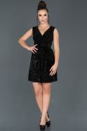 Short Black Velvet Invitation Dress ABK646