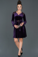 Short Purple Velvet Invitation Dress ABK649