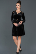 Short Black Velvet Invitation Dress ABK649
