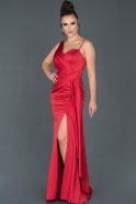 Long Red Satin Evening Dress ABU977