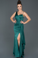 Long Emerald Green Satin Evening Dress ABU977