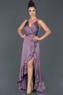 Long Lavender Satin Plus Size Evening Dress ABU1095