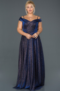 Sax Blue Long Oversized Evening Dress ABU466