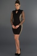 Short Black-Mink Evening Dress D9149