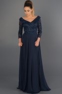 Long Navy Blue Prom Dress ABU337