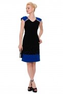 Short Sax Blue-Black Evening Dress T2485