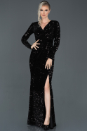Long Black Mermaid Velvet Evening Dress ABU1002