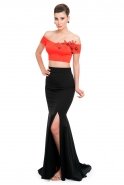 Long Black-Red Prom Dress ALY6004