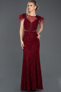 Long Burgundy Mermaid Velvet Evening Dress ABU1000
