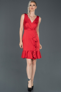 Short Red Satin Invitation Dress ABK660