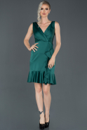 Short Emerald Green Satin Invitation Dress ABK660
