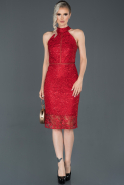 Short Red Laced Invitation Dress ABK663