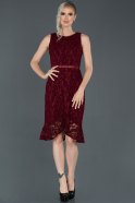 Short Burgundy Velvet Invitation Dress ABK642