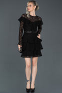 Short Black Laced Invitation Dress ABK666