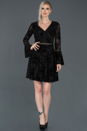 Short Black Velvet Invitation Dress ABK667