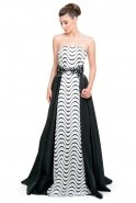 Long Black-White Prom Dress O4293