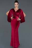 Long Burgundy Mermaid Velvet Evening Dress ABU1024