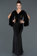 Long Black Mermaid Velvet Evening Dress ABU1024