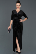 Long Black Velvet Invitation Dress ABU1033
