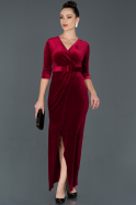 Long Burgundy Velvet Invitation Dress ABU1033