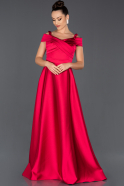 Fuchsia Long Satin Engagement Dress ABU541