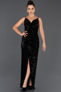 Long Black Velvet Invitation Dress ABU1008