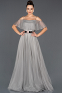 Long Silver Engagement Dress ABU1018