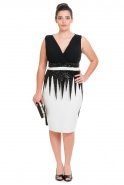 Short Black-White Oversized Evening Dress O8099