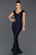 Long Navy Blue Mermaid Prom Dress ABU1021
