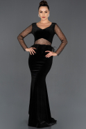 Long Black Mermaid Velvet Dress ABU1022