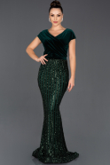 Long Emerald Green Mermaid Velvet Evening Dress ABU1023