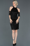 Short Black Laced Invitation Dress ABK507