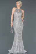 Long Silver Invitation Dress ABU936
