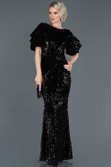 Long Black Velvet Evening Dress ABU1037