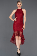 Midi Burgundy Laced Invitation Dress ABK681