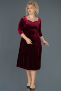 Midi Burgundy Plus Size Evening Dress ABK684