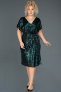 Short Emerald Green Oversized Evening Dress ABK687