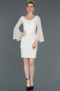 Short White Velvet Evening Dress ABK701