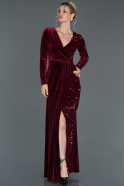 Long Burgundy Velvet Evening Dress ABU1541
